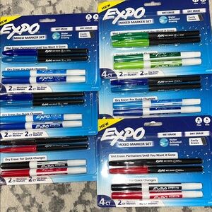 Mixed Marker Set - Assorted Blue, Black, Green, Red (Pack)